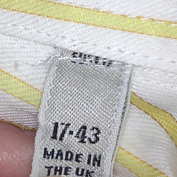 Burberry London Men's Yellow and White Striped Dress Shirt Neck size 17 - Picture 6 of 7